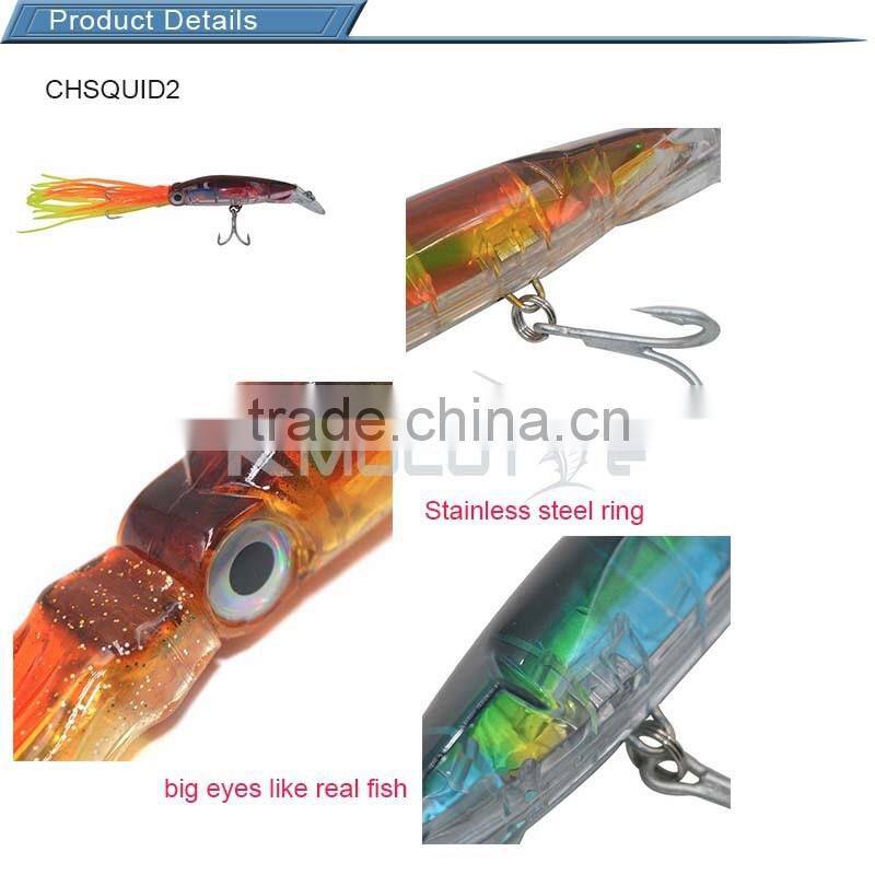 CHSQUID2 hard body octopus lure with pvc skirts trolling lure for sea fishing