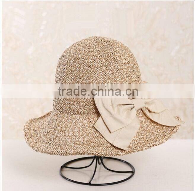 QXSH0048 New butterfly bowknot straw hat Fashion summer beach bucket hat for women