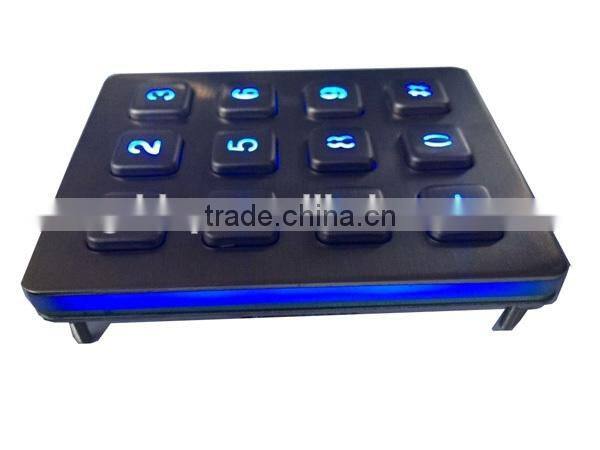 12 keys metal industrial numeric backlight metal keypad