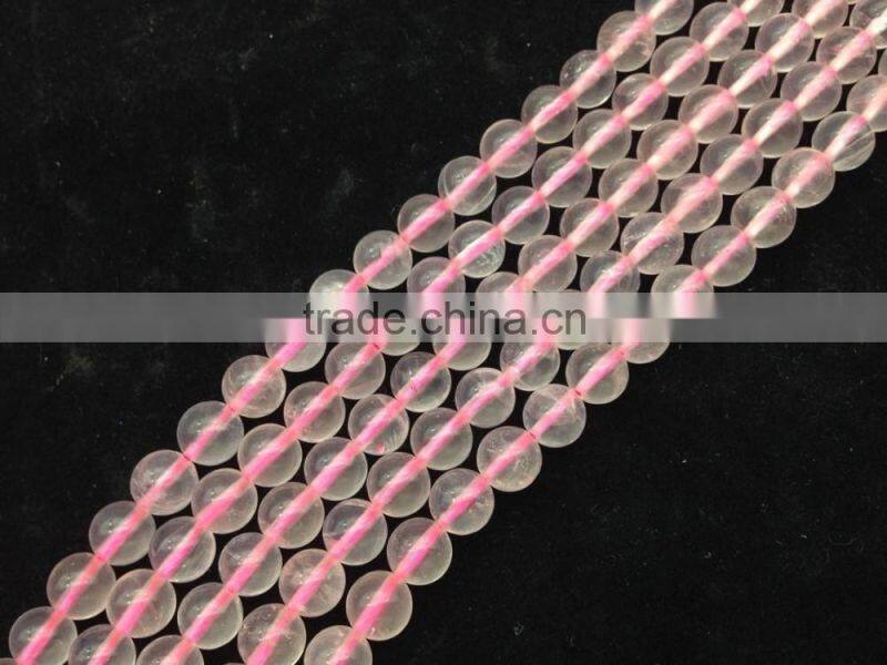 Nautral Polish Madagascar Clear Pink Rose Quartz Round Beads For Jewelry