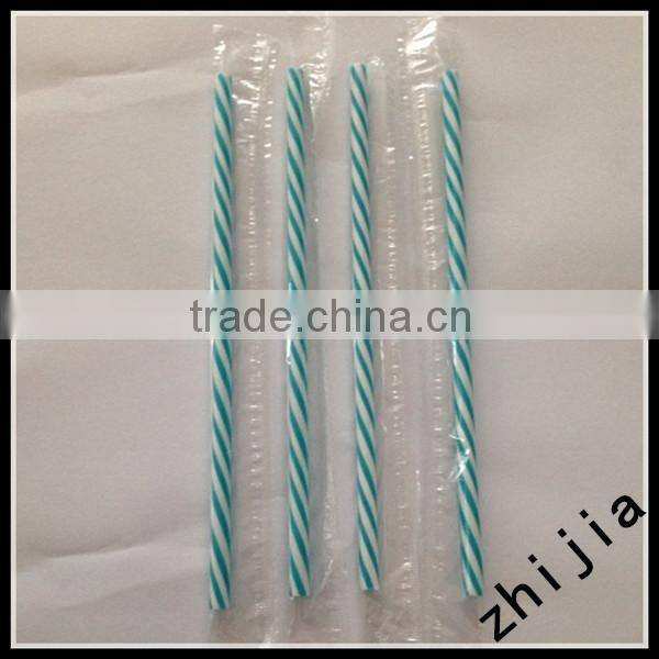 Colorful plastic wrapped straws