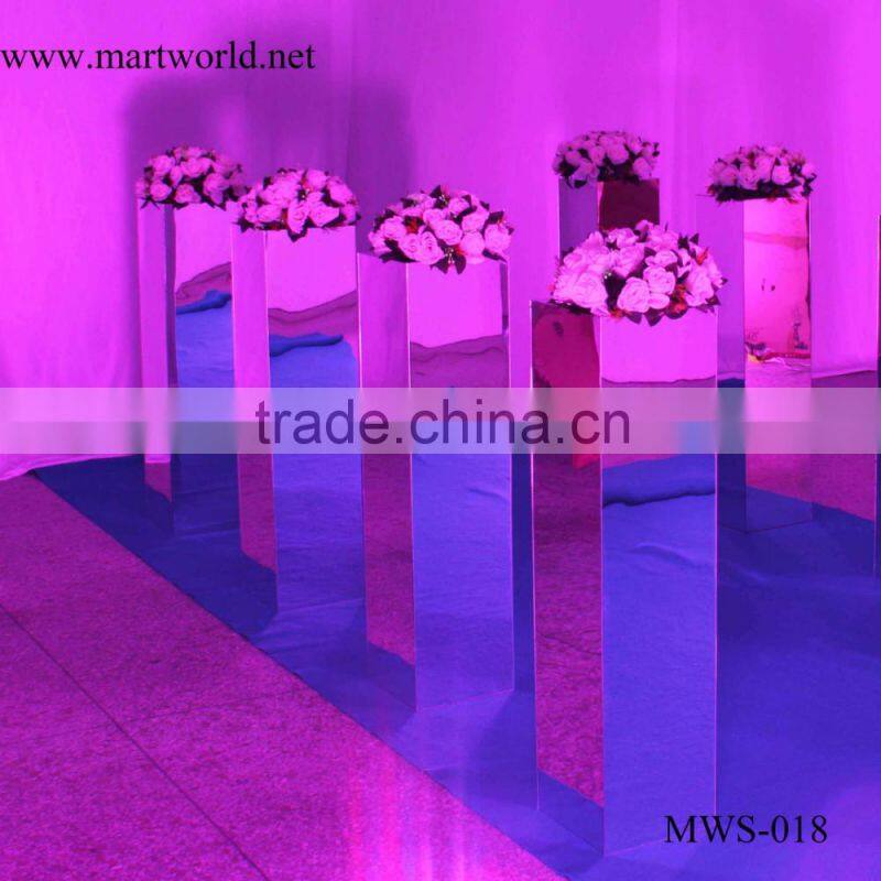 1 m height square silver mirror pillar party and wedding decoration supplies in guangzhou(MWS-018)