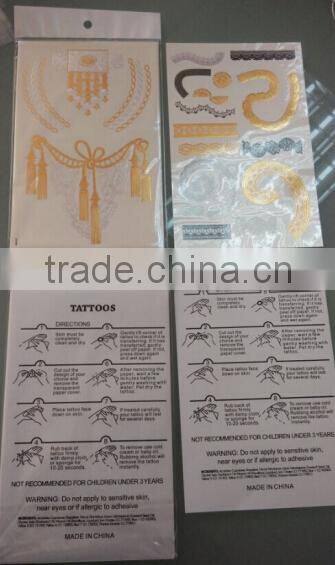 Men Body Tattoos Flash Waterproof Disposable Golden Tattoo Sticker Water Transfer Temporary Tattoo Wholesale Customized