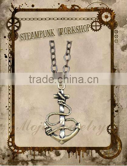 Unique Antique Metal Gun Pendant Chunky Chain Link Necklace