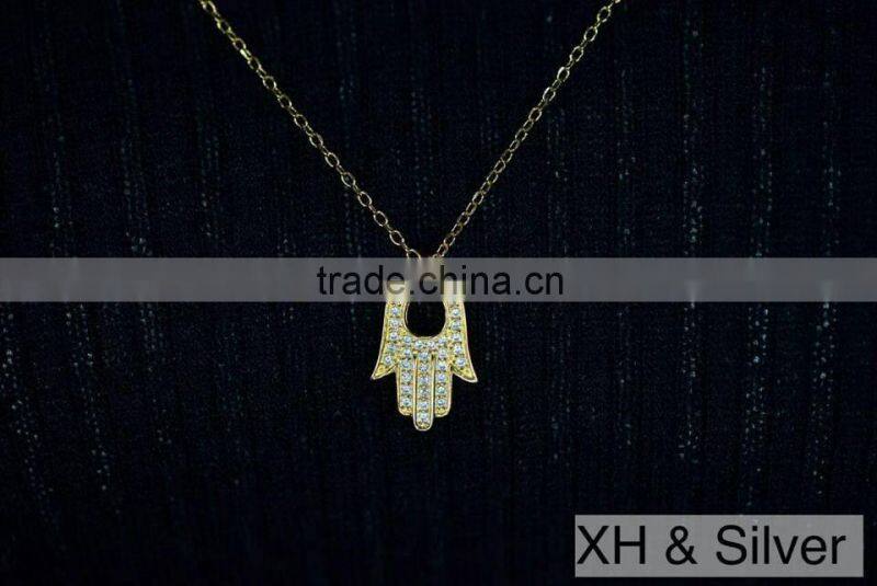 China supplier 925 sterling silver jewelry hand gold necklace