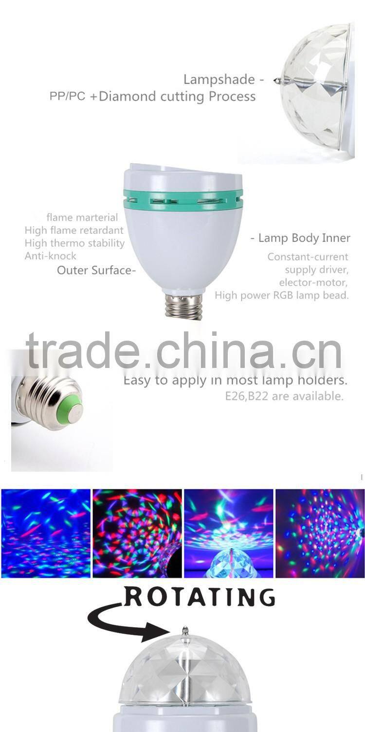 12V OEM E27 White Self-Rotating LED Disco Light Bulb For Home Party Light Night