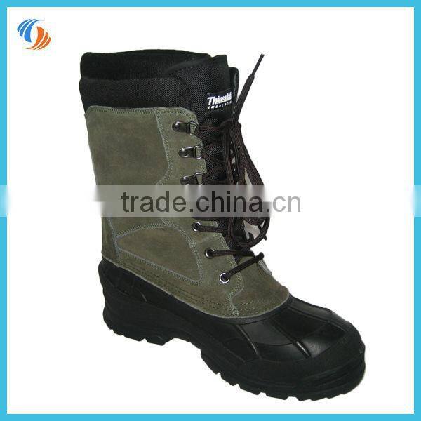 New Green Lace Up Leather Snow Boots