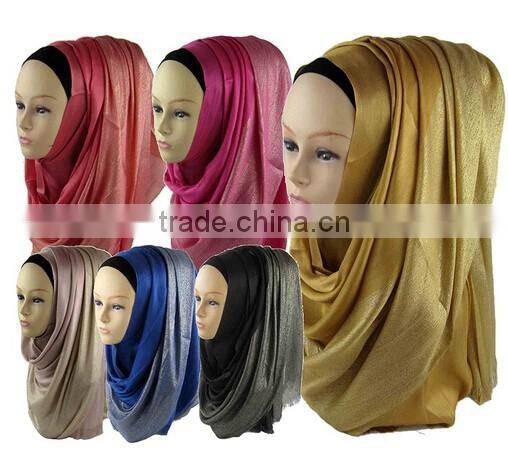 >>New arrival fashion shining women plain muslin hijab scarf/