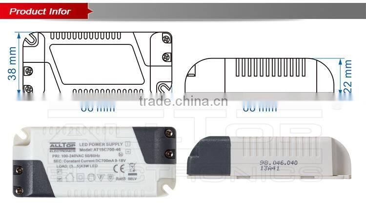 High efficiency 12w 500ma constant current led supplies