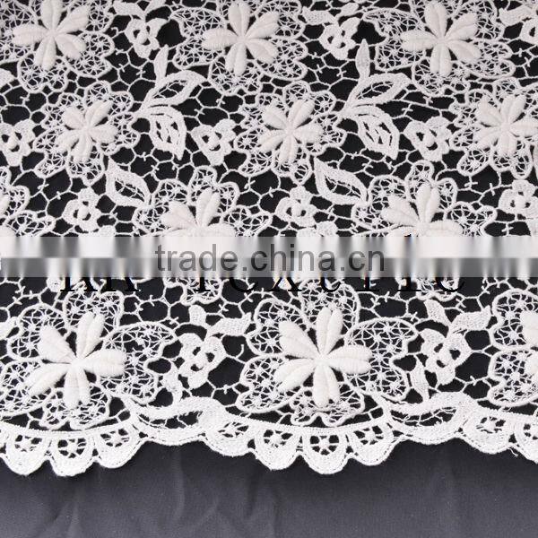 2014 Hottest embroidery fabric #8797 little flower white lace flower girl dress