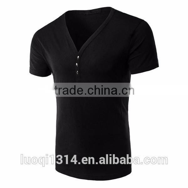 2016 New Fashion Men Slim Fit Cotton V-Neck Short Sleeve Casual T-Shirt Tops