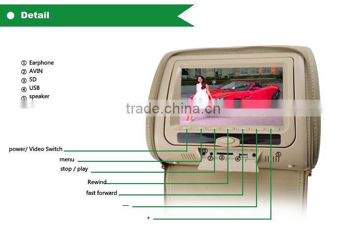 7inch car headrest monitor car headrest dvd player