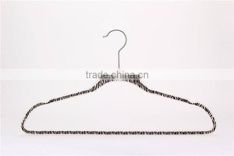 thin velvet plastic hanger with logo