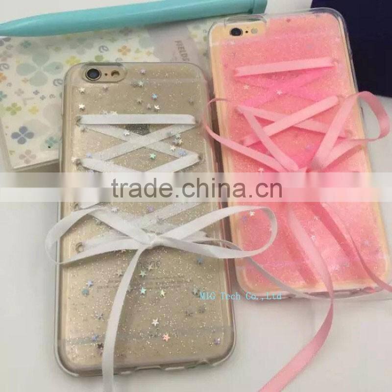 TPU Transparency Phone Case for iphone 6s case with a Creativity Shoelace