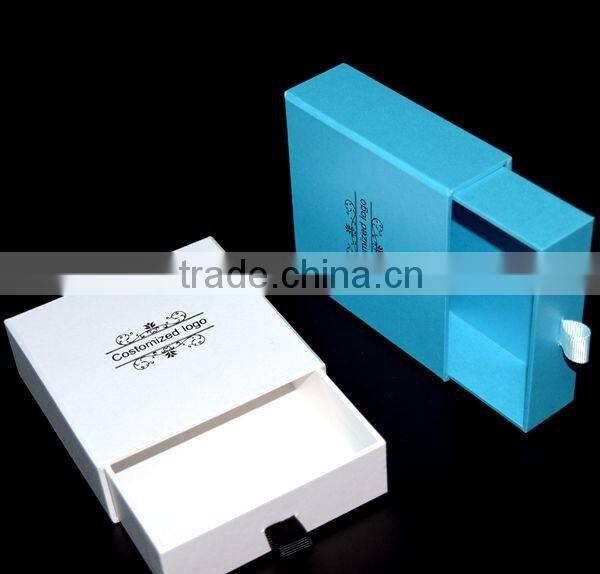 Drawer style white blue cell phone case packaging box