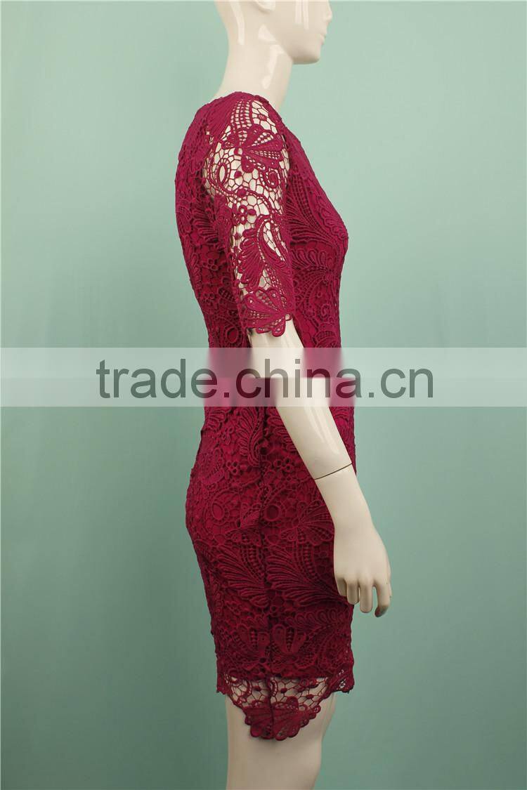 2016 S/S short sleeve red clor spring women new dresses