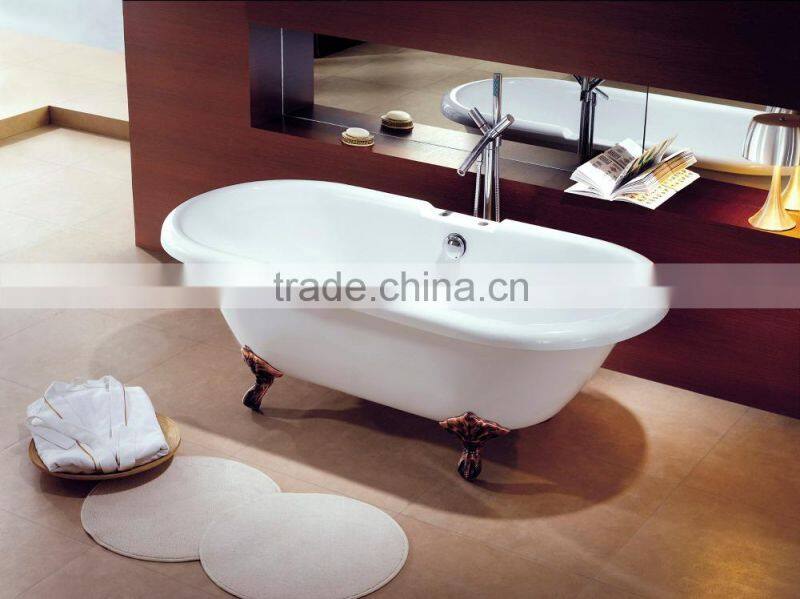 SUNZOOM UPC/cUPC certified free standing claw foot bathtub, ok acrylic bathtub, ce bathtub with clawfoot