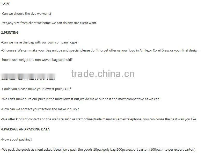 alibaba china golden factory supply nonwoven shopping bag, spunbond non-woven fabric ecological bags for Morocco