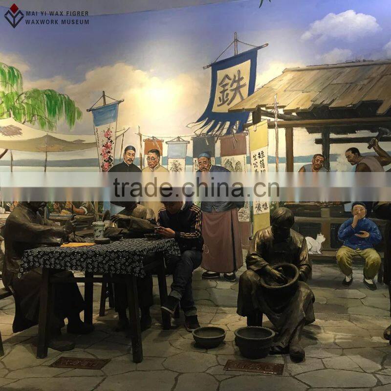 museum wax figure bronze human figure statues