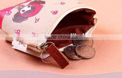 Hot sale pula girl printing canvas coin round purse China supplier
