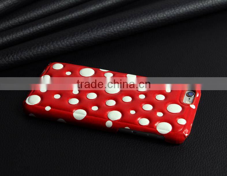 2015 Hot Selling Simple Back Cover, 3D Polka Dots Leather Case For iPhone 6