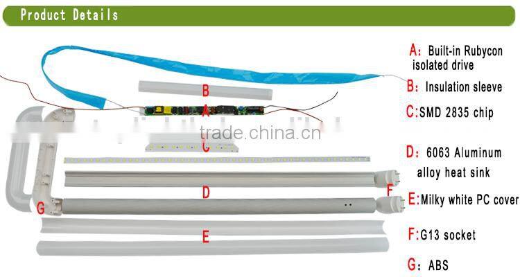 3 years waranty america u-tube 14w 18w 22w t8 2ft led u bend tubes lamp