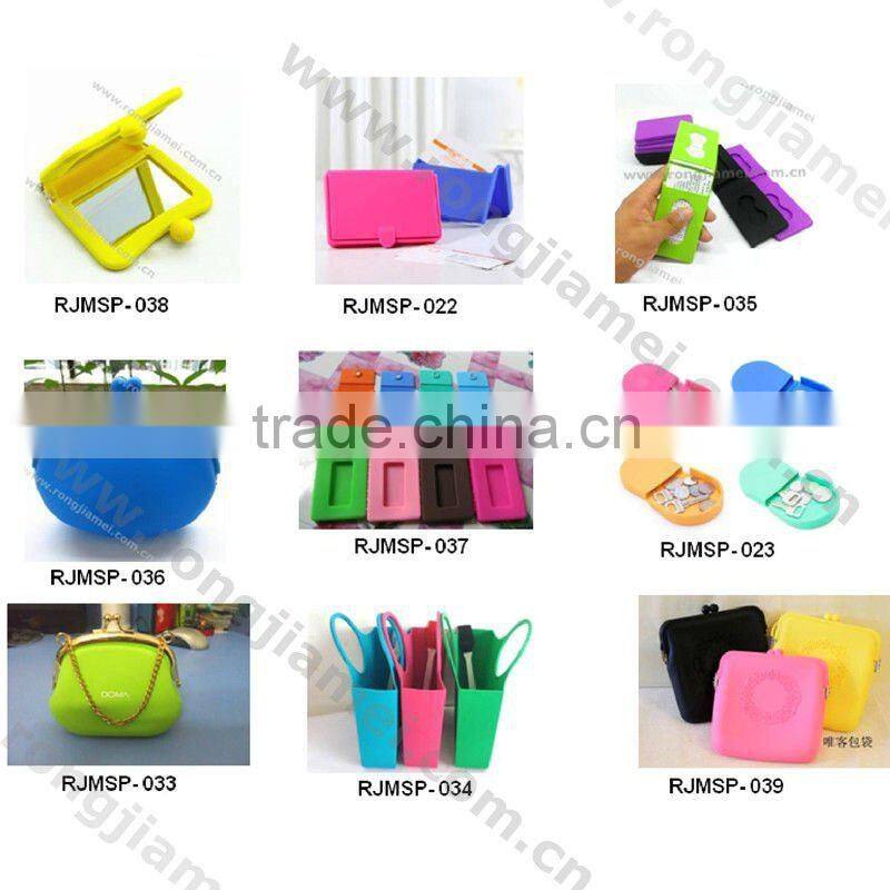 Cheap Mini metal handle colorful dustproof silicone easy wallet