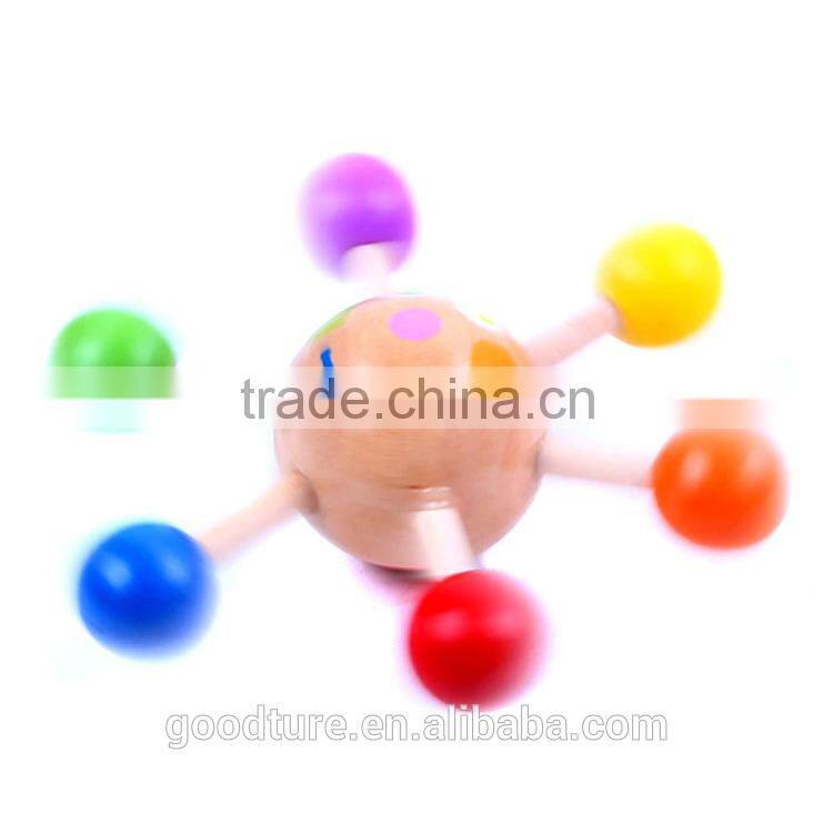 Wooden Spinning Top Happy Face Printed