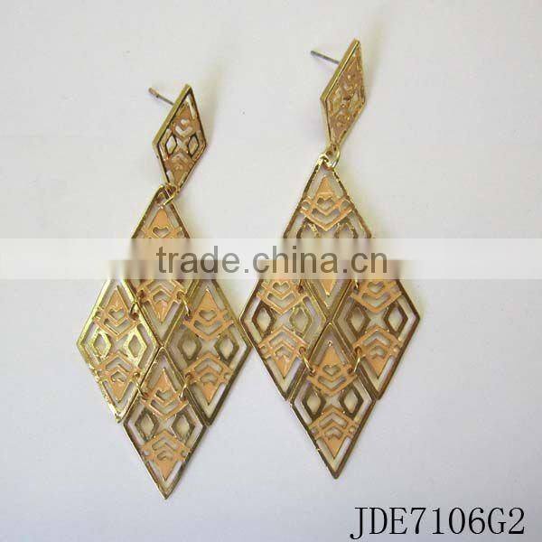 Fashion gift rhombus connector earrings