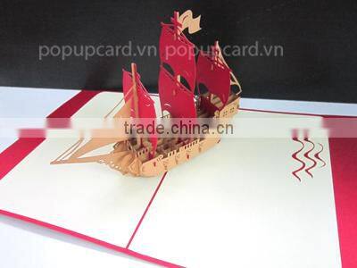 Red Boat 3d pop up greeting card