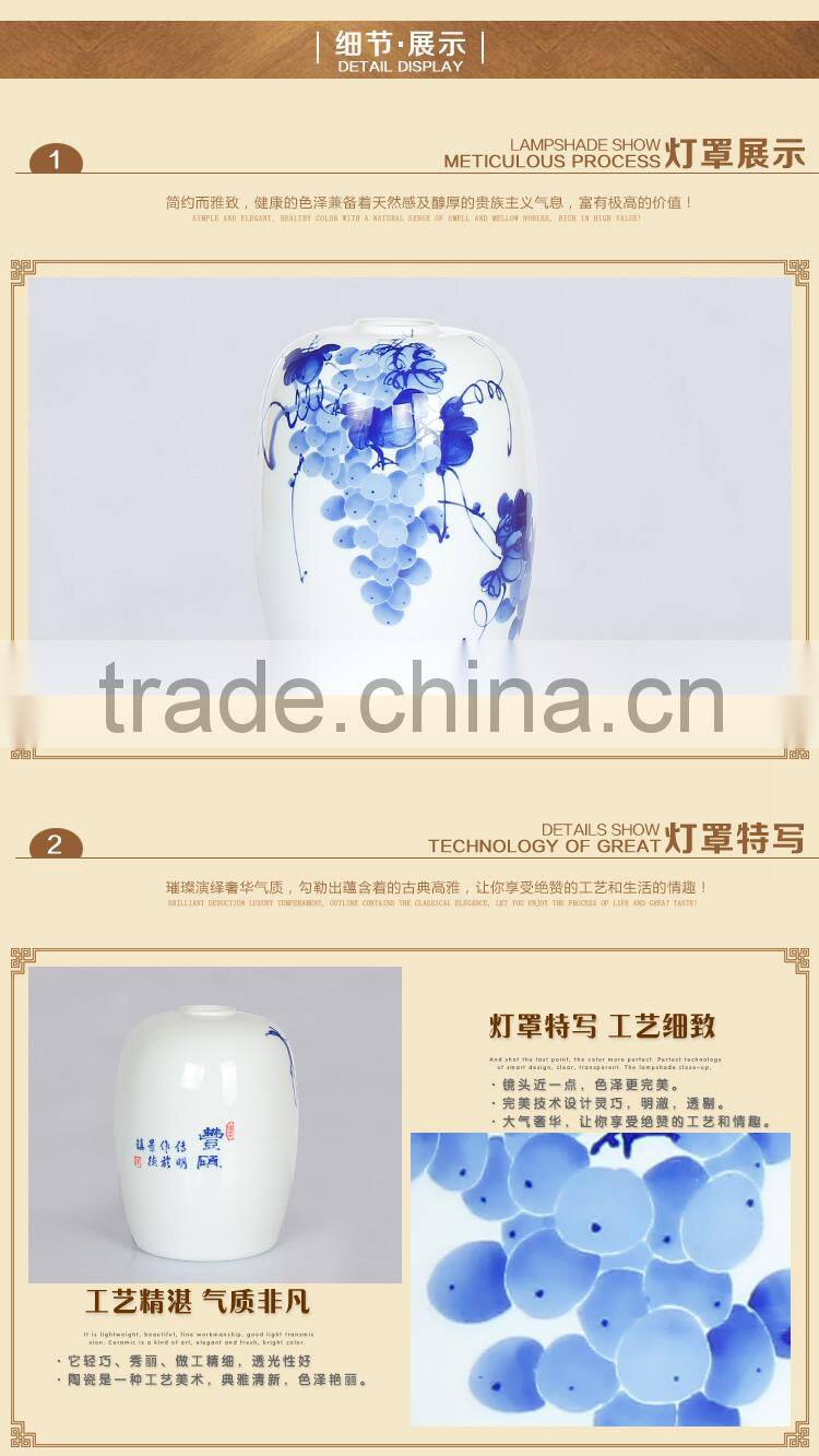 Chinese-made Flower shade modern ceramic energy saving ceiling lamp porcelain wooden light