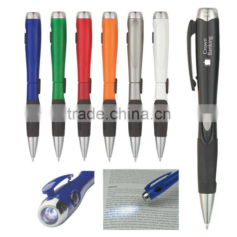 Pen With LED Light-bule_silver