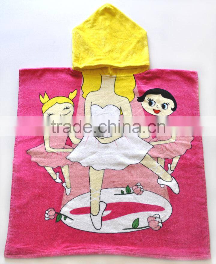 Oeko-Tex 100% Cotton animal Kids Hooded Towel of velour printed