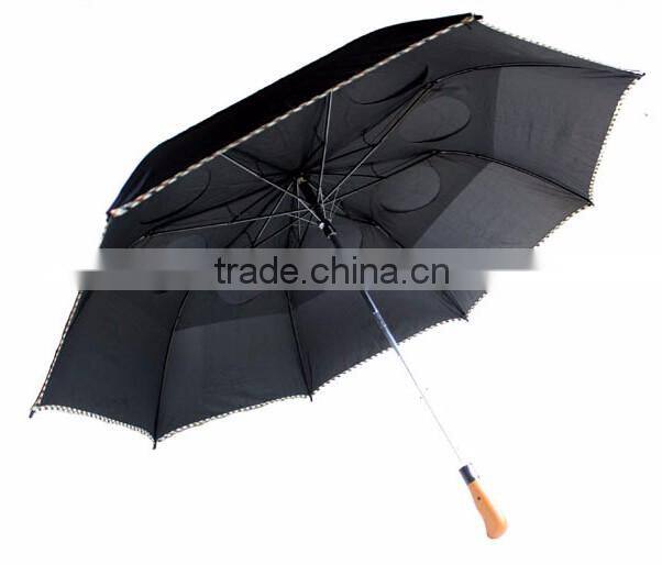 cheap folded 27 inch wooden handle 2 folding umbrella