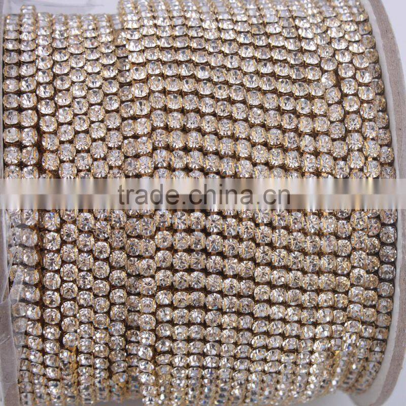 New manufacturer gold rhinestone cup chain for garments