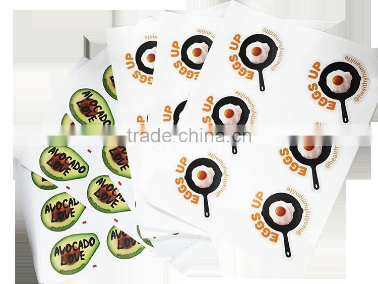 Logo printed self adhesive paper die cut custom stickers sheet