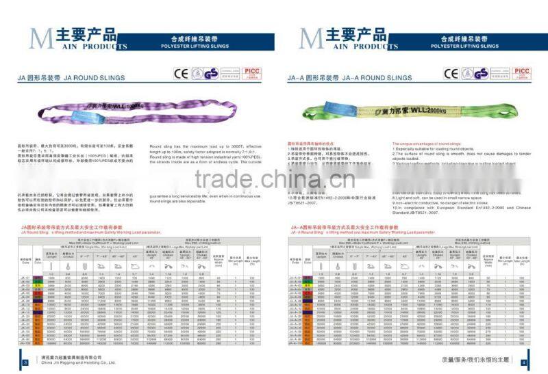 EN 1492-2 Polyester eye-eye round sling/heavy duty safety lifting sling/round sling