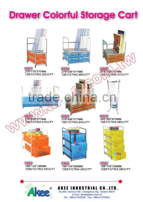 Home office colorful storage cart with drawer