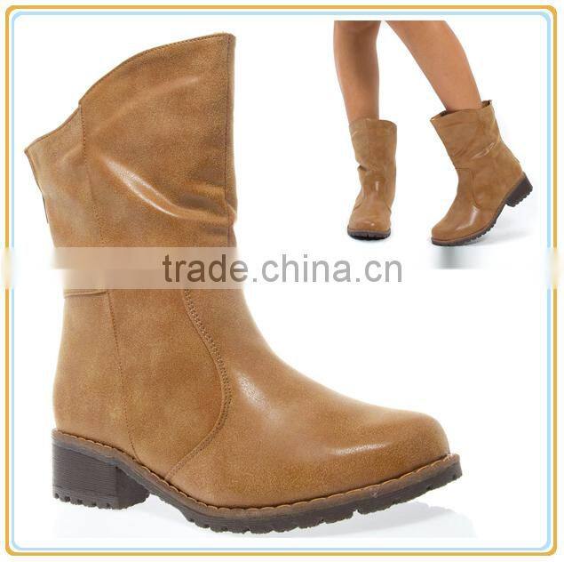 New ladies chuncky boots women new flat low heel boots