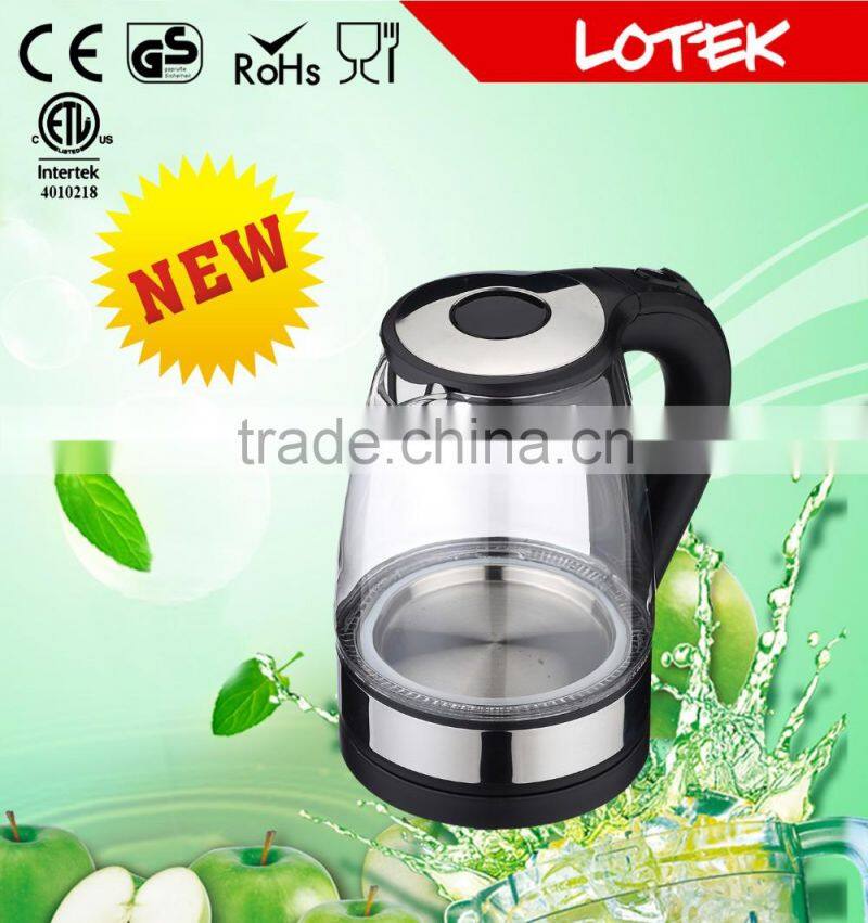 striking blue led light ring pyrex glass electric kettle 1.7L