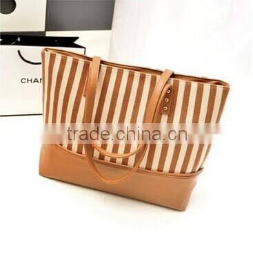 Stripe fashion leisure canvas bag
