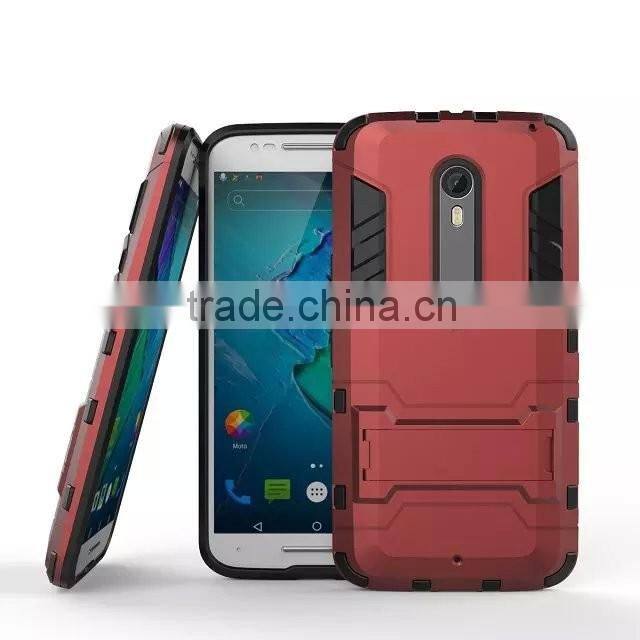 2 In 1 Hot Selling Iron-Bear Stand Rugged Hybrid Cover Case For Motorola Moto X Style