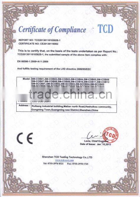 Emc, lvd, rohs, c-tick cob ar111 led downlight