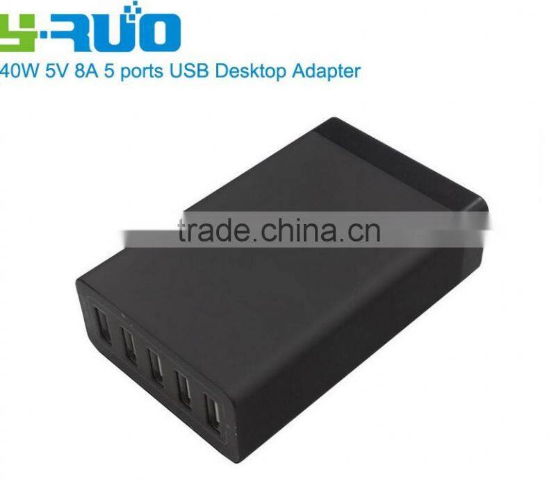 (40w 5-Port USB Charging Station) Multi-Port USB Charger Desktop Hub for iPhone 6s / 6 / 6 Plus, iPad Air 2 / mini 3, Galaxy S6