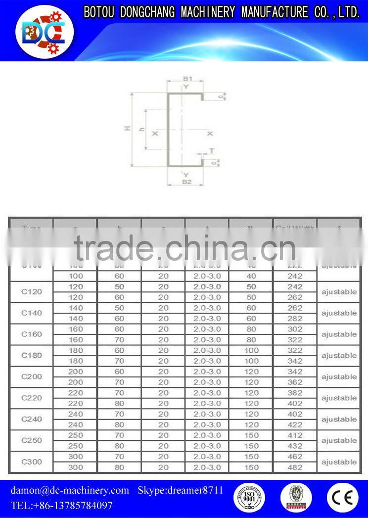 DONGCHANG C/Z/U purlin roll forming machine