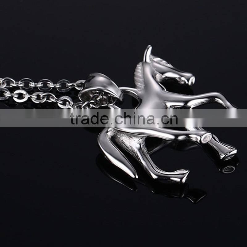 Fashion sturdy Chain Necklace Horse Pendants Necklace Accessories Animal Type Dress Jewelry For Men