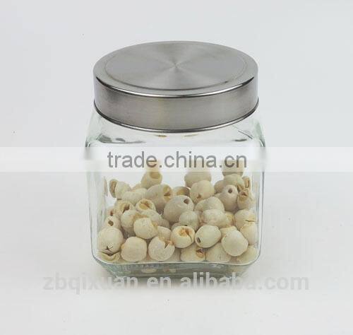 500ml SQUARE GLASS STORAGE JAR WITH METAL LID