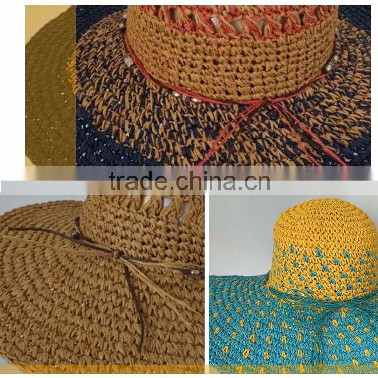 Hawaii Black And White Large Wide Brim Straw Hat