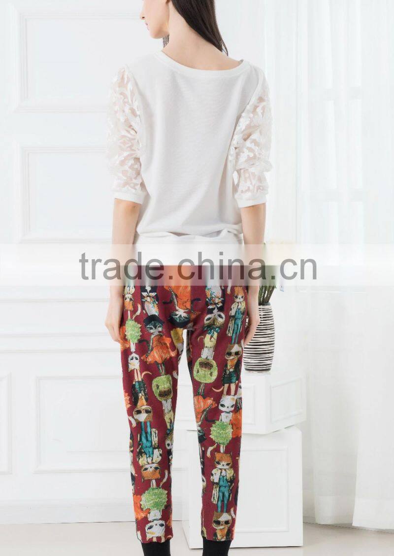 NEW ARRIVAL summer tops and blouses 2016 white lace sleeve shirt for woman chiffon fabric OEM tops cheap price