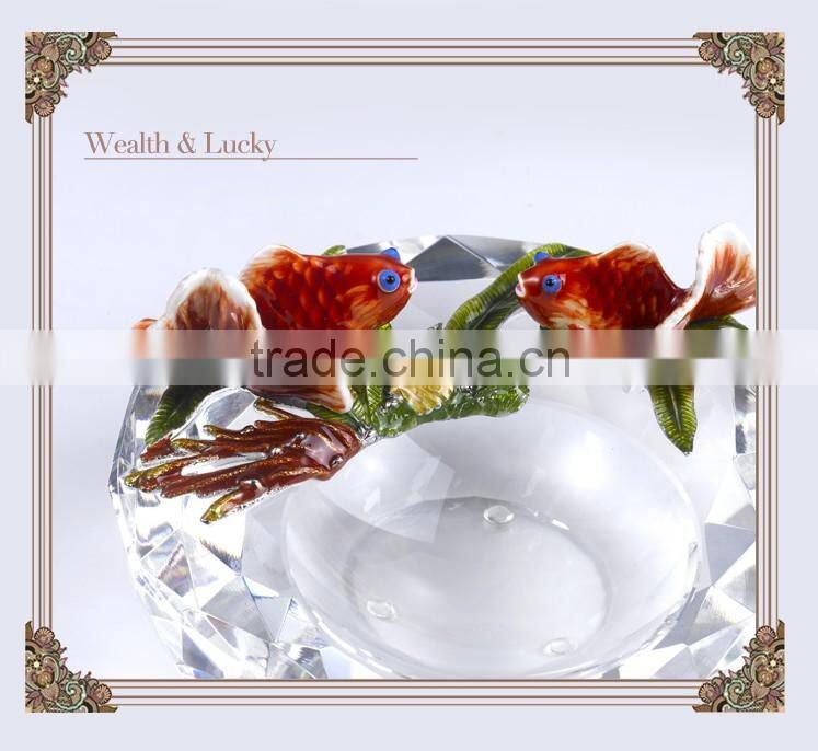 RORO Flourishing Luck craft home decorative crystal ashtray metal and pewter craft